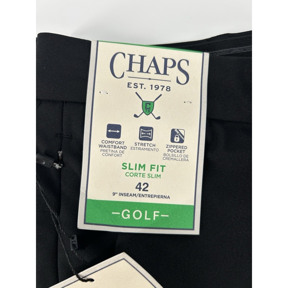 Chaps Golf Slim Fit Men's Stretch Shorts Black Size 42 - Picture 2 of 7
